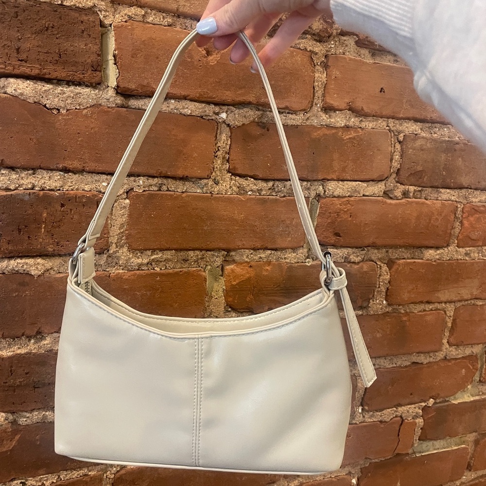 mini cream faux leather hobo bag
